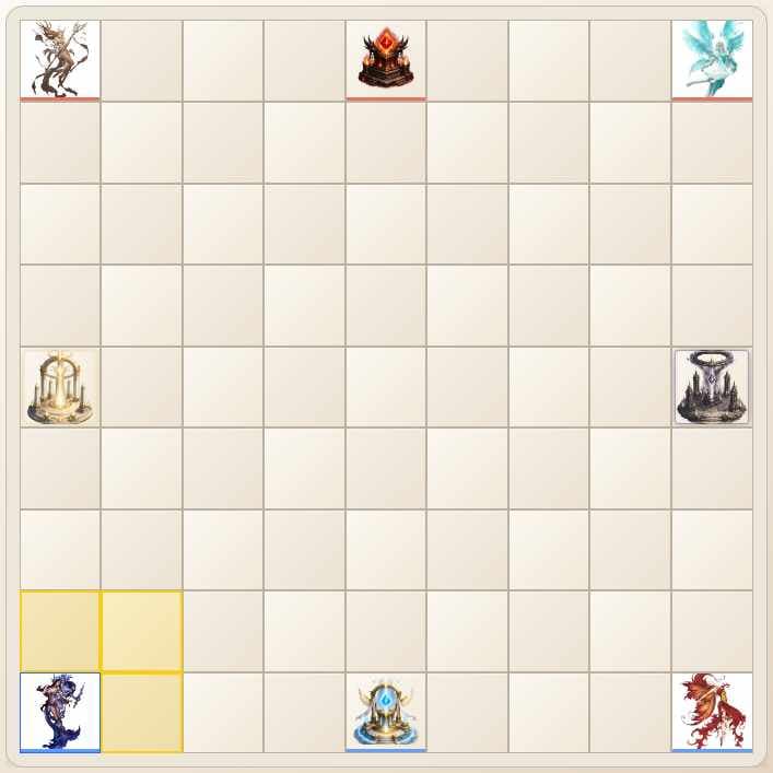 A Raksha hero in skill-target mode with legal skill tiles highlighted.